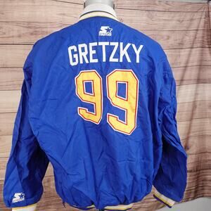 VINTAGE ST LOUIS BLUES WAYNE GRETZKY #99 STARTER MIDWEIGHT PULLOVER JACKET SZ L